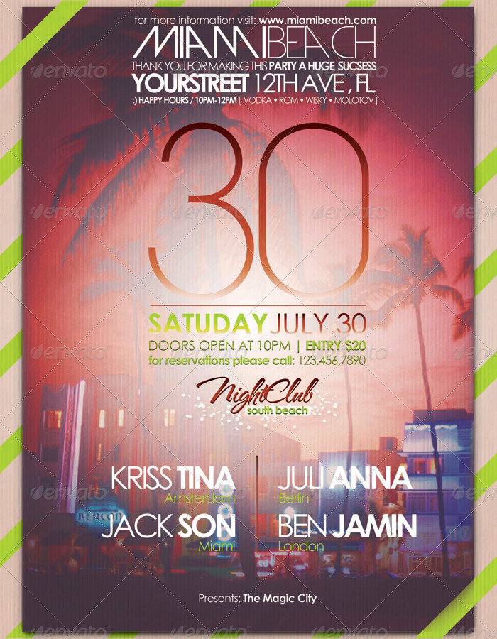 Miami Beach Party Flyer by muzikizum | GraphicRiver